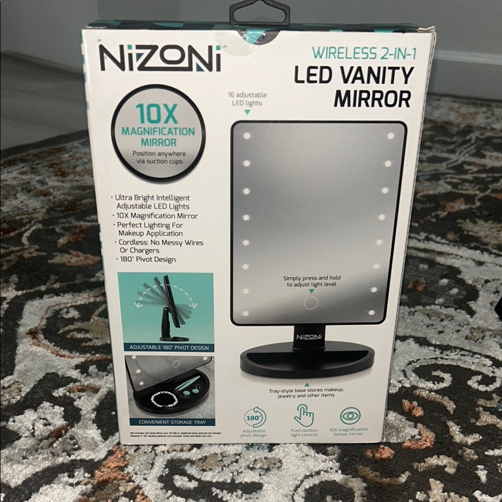 Black Wireless LED Vanity Mirror